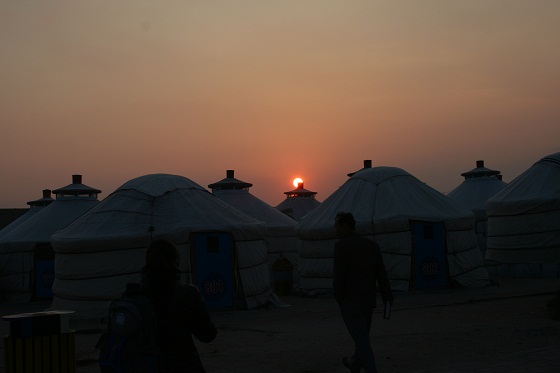 希拉穆仁草原の夕日