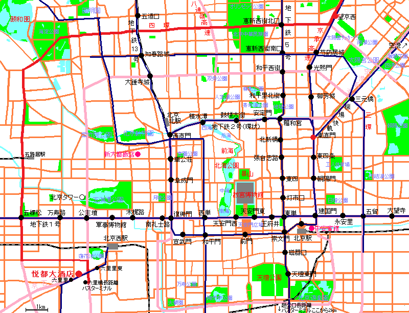 北京市承徳行バスの経路
